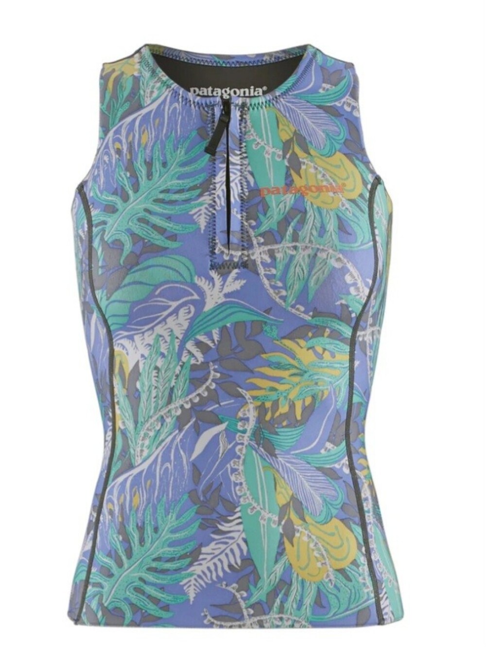 Patagonia Yulex Front Zip Swim Top Floral Sleeveless Wetsuit Vest Size 6...